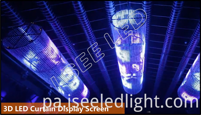 3D led curtain display screen with 2cm led bead light